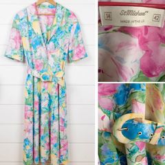 Vintage tea dress saint michael M&S chic original classic elegant watercolour florals garden party