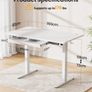 Electric Standing Desk 160 x 80 cm Height Adjustable Sit Stand Table with Easy-Glide Drawer 4 Memory Smart Pannal T-Leg Design for Stability Splice Board White Frame Surface Image 3