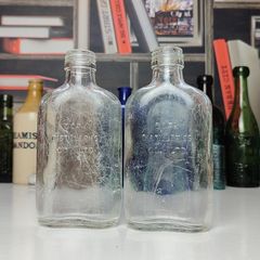 210 - Set of Two Vintage Cork Distilleries Company Clear Glass Decorative Collectible Whiskey Vodka Bottles