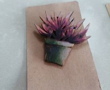 Wooden succulent plant brooches handmade