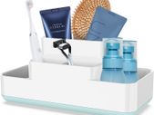 Bathroom Storage Organizer Caddy, Toothbrush Holder for Bathroom Made of Food-Grade PP and ABS Plastic BPA-Free , Versatile Storage,Detachable for Easy Cleaning
