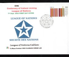2023 Ireland Centenary of Ireland Joining League of Nations Commemorative Stamp PaddyAchill First Day Cover (FDC) iwth Baile Atha Cliath (Dublin) pictorial cancel