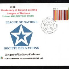 2023 Ireland Centenary of Ireland Joining League of Nations Commemorative Stamp PaddyAchill First Day Cover (FDC) iwth Baile Atha Cliath (Dublin) pictorial cancel