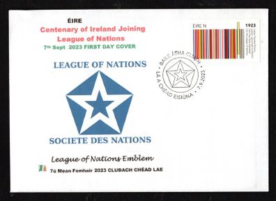 2023 Ireland Centenary of Ireland Joining League of Nations Commemorative Stamp PaddyAchill First Day Cover (FDC) iwth Baile Atha Cliath (Dublin) pictorial cancel