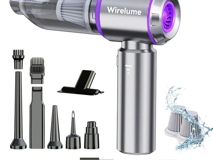 Car Vacuum Cleaner Cordless Powerful 22000Pa Strong Cyclonic Suction Blowing Brushless Motor Portable Rechargable Lightweight for Pet Hair Vehicle Home Office Purple