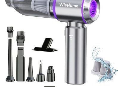 Car Vacuum Cleaner Cordless Powerful 22000Pa Strong Cyclonic Suction Blowing Brushless Motor Portable Rechargable Lightweight for Pet Hair Vehicle Home Office Purple