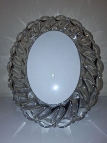 SALE!  Large Oval CRYSTAL Picture / Photo Frame