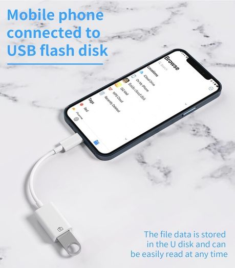 Genuine Lightning to Jack Cable Adapter USB iPhone Certified Apple MFI USB A OTG Camera Socket