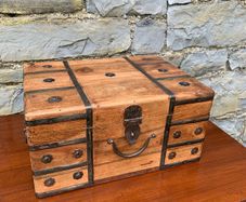 Vintage Metal Bound Wooden Chest.