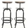 Affordable Industrial Style Height Adjustable Swivel Bar Stool With Natural Pinewood Top Image 2