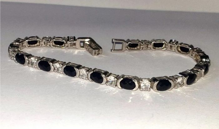 Vintage Sterling Silver Gemset Line Bracelet
