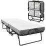Folding single bed 200 x 80 cm with mattress, portable folding guest bed on casters, steel frame, white Image 6
