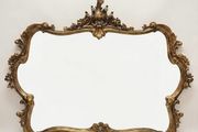 Ornate Louis XV Style Horizontal Gilt Mirror