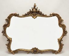 Ornate Louis XV Style Horizontal Gilt Mirror