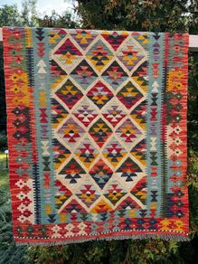 Handwoven Pakistani Kilim Rug 100% Wool, Multicolour