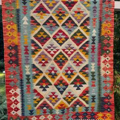 Handwoven Pakistani Kilim Rug 100% Wool, Multicolour