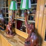 Large pair of wooden elephant lamps Image 6
