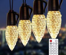 Outdoor Lights Mains Powered, 50FT Bright LED Garden Lights with Remote Control, IP65 Waterproof, Shatterproof, Dimmable and Timed Outdoor String Lights for Garden Christmas Home Party Decor (FREE POSTAGE)