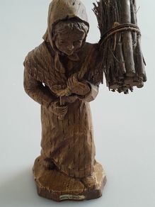 FIGURE - Vintage - Carved Oak