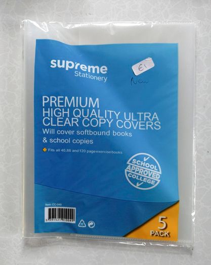 5 Clear Copy Book Covers (new).