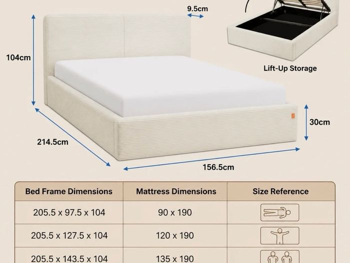 Ottoman double bed with storage