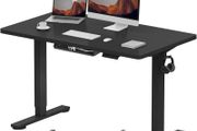 Electric Height Adjustable Standing Desk 120 x 60cm Sit Stand Up with Backpack Hook Memory Smart Pannel EF1 Series(Black Frame+Black Desktop)