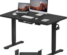 Electric Height Adjustable Standing Desk 120 x 60cm Sit Stand Up with Backpack Hook Memory Smart Pannel EF1 Series(Black Frame+Black Desktop)