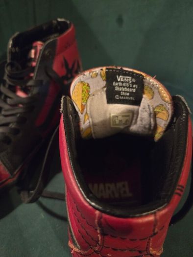 Vans X Marvel SK8-Hi Deadpool black and red leather sneakers