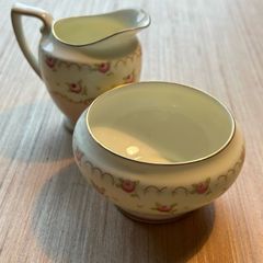 Vintage Royal Doulton Minuet China Creamer and Sugar Bowl Set
