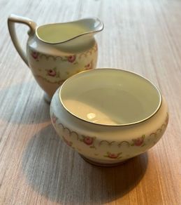 Vintage Royal Doulton Minuet China Creamer and Sugar Bowl Set