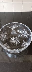 Pinwheel & Star Clear Lead Crystal Bowl.