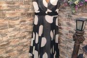 Black white polkadot Occasion dress size 12 100% Silk Postage included