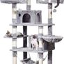 NEW SALE | Cat Tree Tower 170cm Cat Scratching Post with Condos, Basket, Hammock & Plush Perches for Kittens, Large Cats, Light Grey Image 2