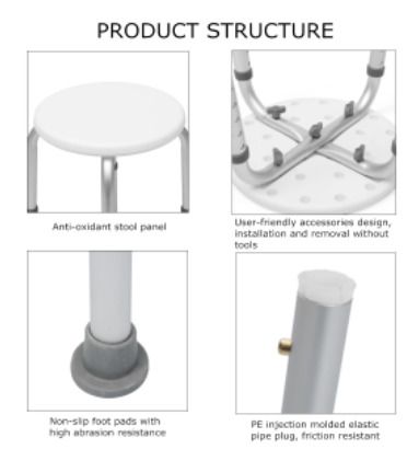 BRAND NEW Non-slip Bath Chair 7 Gears Height Adjustable Elderly Bath Tub Shower Chair Bench