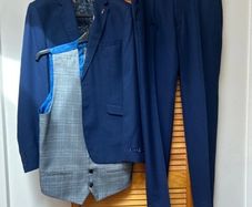 Men's Mark Darcy navy three piece suit