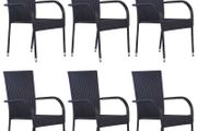 Stackable Outdoor Chairs 6 pcs Poly Rattan Black