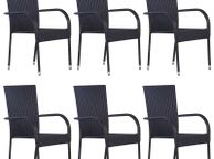 main image for ad Stackable Outdoor Chairs 6 pcs Poly Rattan Black