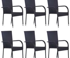 Stackable Outdoor Chairs 6 pcs Poly Rattan Black