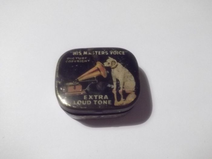 a antique his master voice box with 13 needle