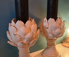 Cream distressed flower candleholder from Coach House