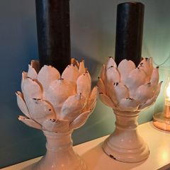 Cream distressed flower candleholder from Coach House