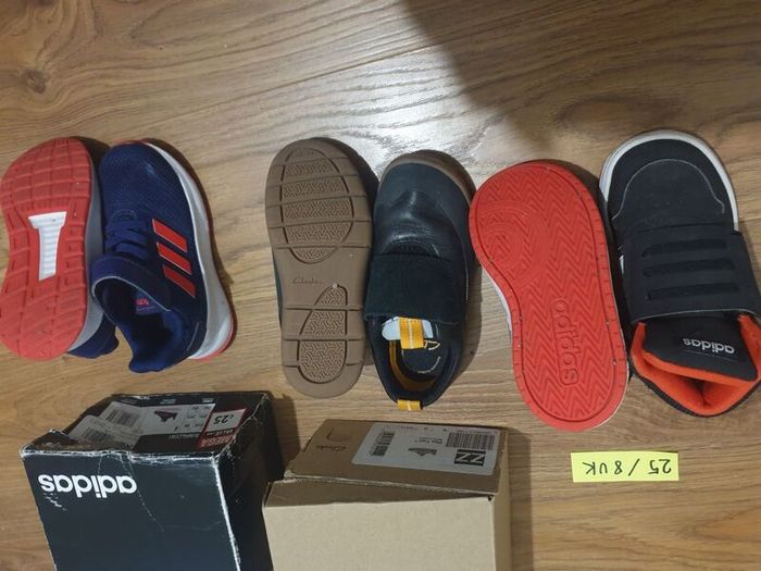 boys shoes 25/ 8 uk adidas, clarks