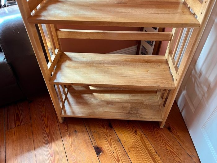 wooden shelves