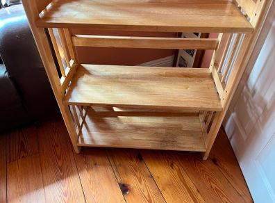 wooden shelves