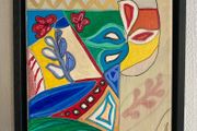 Framed Original Art Cubist Folk Art Original Gift