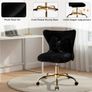 Vanity Chair with Gold Wheels & Bow Pillow, Girl's Office Chair  Fluffy Desk Chairs for Home Office & Bedroom, Height Adjustable& Easy to Assemble, Black Image 4