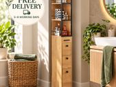 Slim Storage Cabinet with 3 Drawers and Wheels  20cm Narrow Kitchen & Bathroom Storage Unit