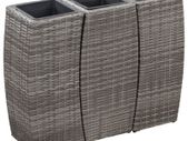 Garden Raised Beds 3 pcs Poly Rattan Grey