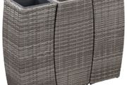 Garden Raised Beds 3 pcs Poly Rattan Grey