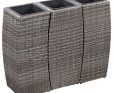 Garden Raised Beds 3 pcs Poly Rattan Grey